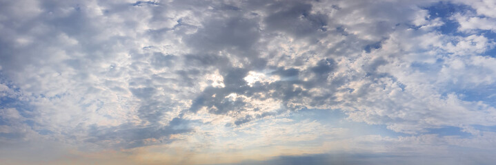 White clouds on blue sky, season skyline background
