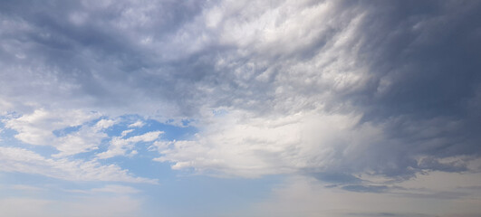 Winter sky with clouds, season skyline background