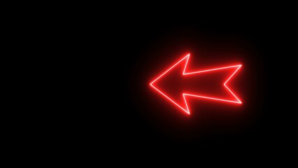 Arrow red color glowing neon icon. neon left arrow icon. shining direction arrows and 3D illustration.