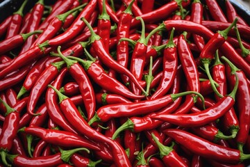 Close view of Red hot chiles for sale in the market