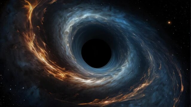 Illustration of a black hole with gases and matter swirling into it