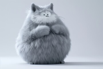 Cartoon fat cat on a white background. 3d illustration