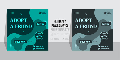 pet care social media post template, Editable modern banner with place for the photo, Pet care and shop square banner template design collection, Usable for social media post, banner, and web ad