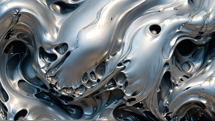 abstract silver metal liquid flow