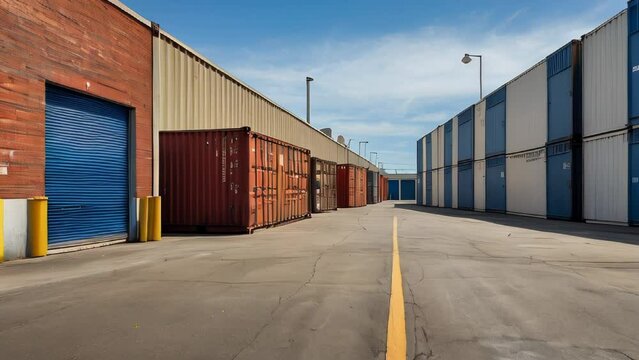 Industrial containers in a shipping yard