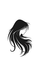 The logo representing a girl with elegant hair in vector graphics on a white background with black details embodies a minimalistic and stylish design.