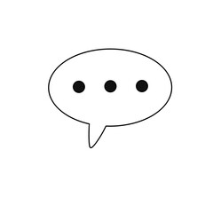 A white circle with three black dots in the middle. The circle is the shape of a speech bubble