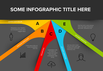 Dark editable multipurpose fan Infographic with five elements template