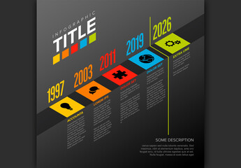 Infogrpahic timeline template on the dark isometry edge 