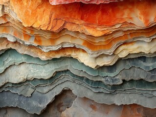 colored geological layers, geological history of the earth, rock layers - obrazy, fototapety, plakaty