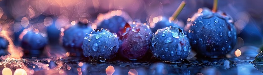 Blueberries with mechanical water drenched spirals - obrazy, fototapety, plakaty