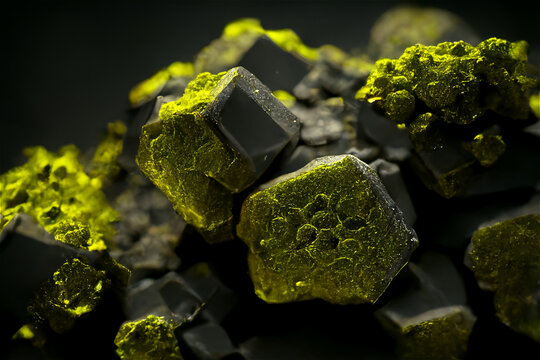 radioactive, waste, stone, green, glowing, element, uranium, ore