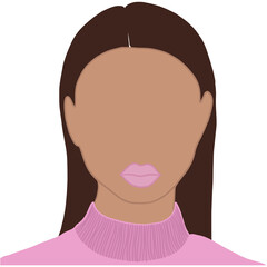 A Portrait of Feminine Faceless Woman, Faceless abstract woman portrait, illustration isolated on a white background.