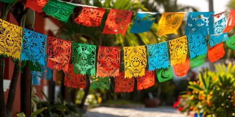 Authentic festive Mexican paper pennants.