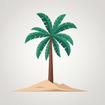 flat illustration of palm tree on white background