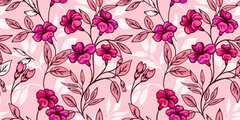 Creative, stylized wild floral stems seamless pattern. Colorful beige print with abstract artistic ditsy flowers, branches leaves. Vector hand drawn. Template for design, fabric, fashion, textile