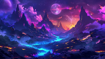 Fotobehang Violet fantasy landscape