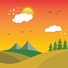 landscape with hills and mountains