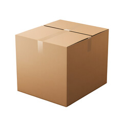  Closed up shot paper box taped and isolated on Transparent Background. Ai generated	