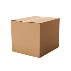 Closed up shot paper box taped and isolated  on Transparent Background. Ai generated 