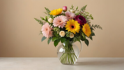 a beautiful gorgeous bouquet of flowers in a vase. the copy space. text space