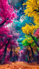 Fototapeta premium autumn leaves in the sky