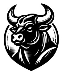 bull portrait vector illustration silhouette laser cutting black and white shape