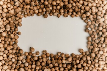 Coriander seeds close up texture background