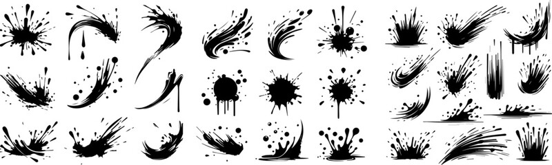 spray paint splatters grunge style vector illustration silhouette laser cutting black and white shape