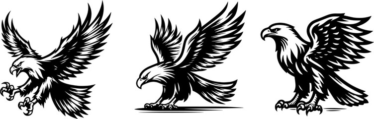 eagle vector illustration silhouette laser cutting black and white shape