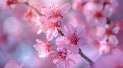 Cherry Blossom Serenity: Springtime Background with Delicate Pink Petals