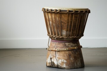 traditional african drum repurposed as a side table
