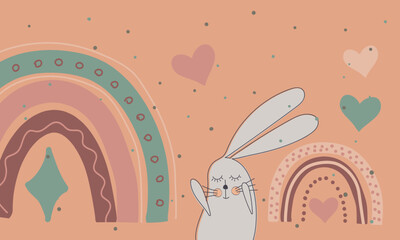 Backgrounds with bunny and rainbow 7
