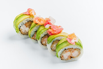 tasty sushi on the white background
