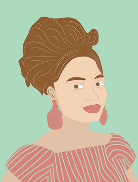 Portrait of modern woman. Avatar for a social network. Flat vector illustration