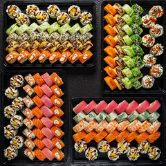 tasty sushi in the plastic box