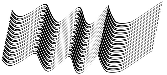 Wavy Black colour lines Vector illustration. Wave of many Gray lines. Abstract wavy stripes on white background isolated.
