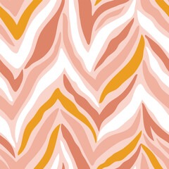 Abstract striped seamless pattern  simulating zebra skin. Zoo endless texture in pink colors. Vector illustration for fabric design. - 768613927