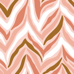 Abstract striped seamless pattern  simulating zebra skin. Zoo endless texture in pink colors. Vector illustration for fabric design. - 768613929