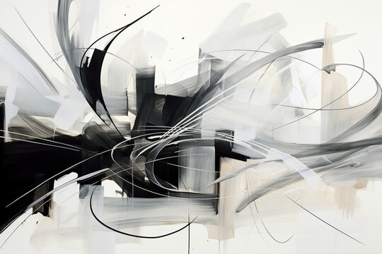 Random chaotic lines in black, on a white background. abstract geometric pattern, texture. A modern illustration in the style of modern art.