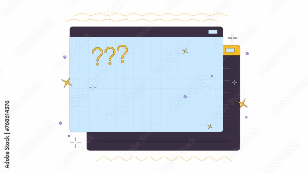 Poster website windows with question marks line 2d object animation. information support online flat color 