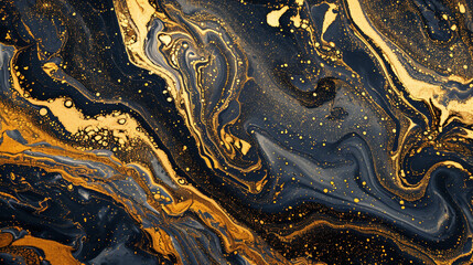 abstract Gold fluid art marbling paint textured background . Generative Ai