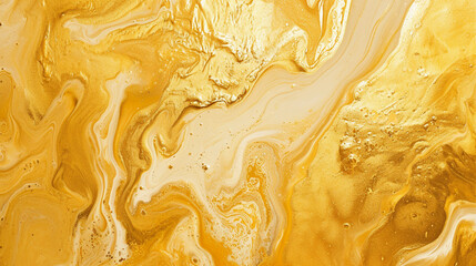 Gold fluid art marbling paint textured background. Generative Ai