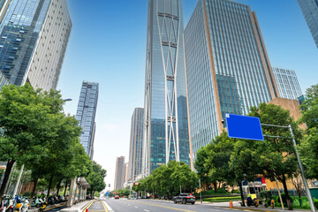 The city's tall buildings and high-speed cars, the urban landscape of Changsha, China. - 768614715