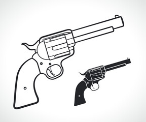 gun or pistol black contour - 768615923
