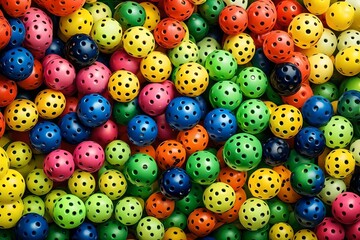 Colorful plastic pickleball sports balls