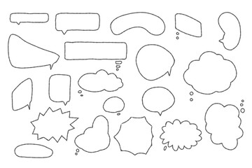 Fototapeta premium Speech bubble, speech balloon, chat bubble line art vector icon for apps and websites. Cartoon balloon word design. Speak bubble text, chatting box, message box, outline