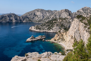 The Calanques National Park, near Marseille in the south of France. Magnificent landscapes, calanques with turquoise waters, a heaven place for summer