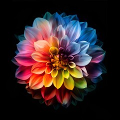 Colorful Flower Blooming Against Black Background