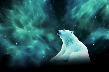 Polar bear fur under the Northern Lights, forming a seamless texture in the Arctic night